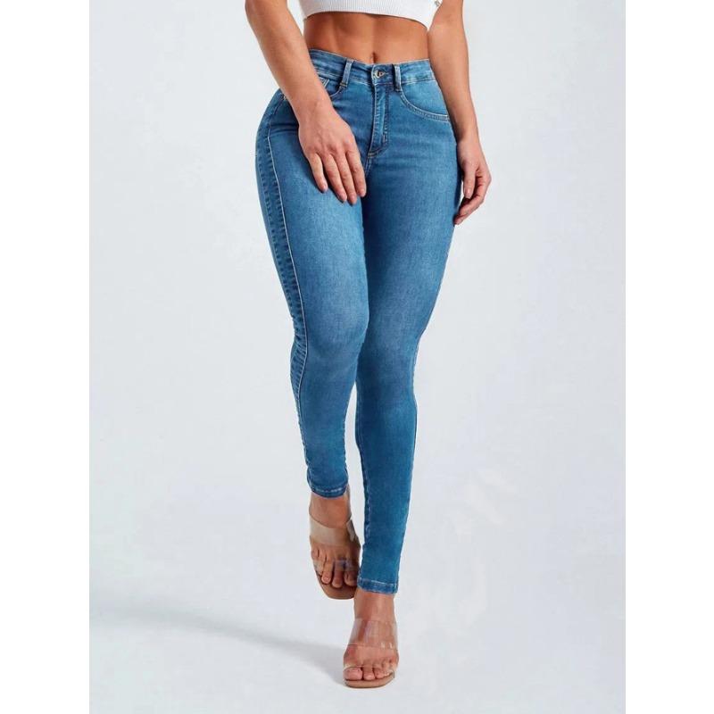 Blugi slim-fit stretch cu talie înaltă pentru femei
