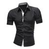 Summer Men's Lapel Button Up Short Sleeved Shirt Daily Casual Top