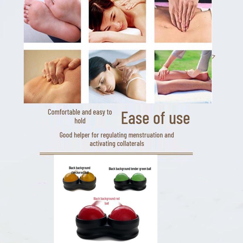 Handheld Double Ball Resin Massage Roller for Muscle Relaxation and Yoga