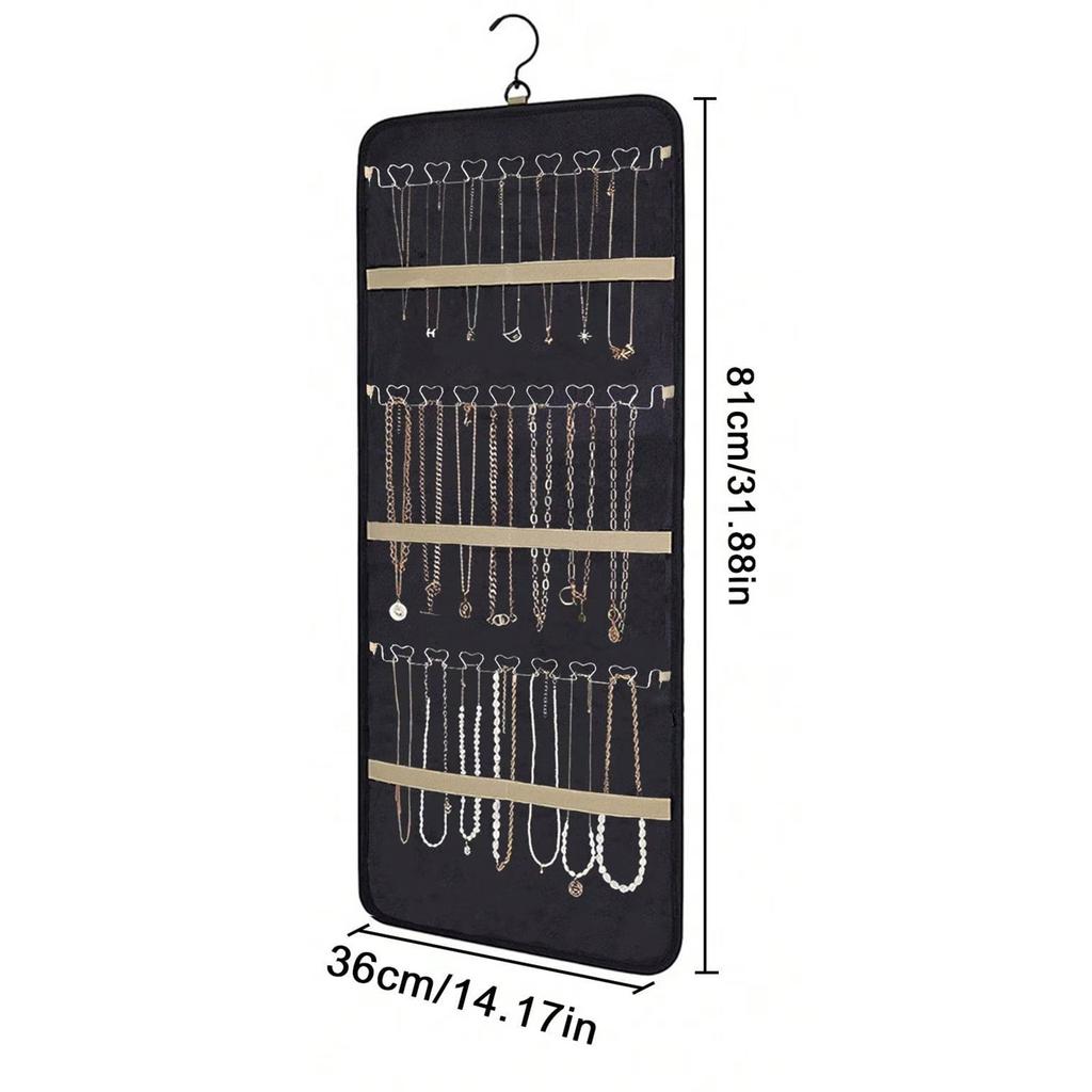 48 Pocket Oxford Fabric Double Sided Hanging Jewelry Organizer Storage Necklace Earring Necklace Bracelet Ring Organizer