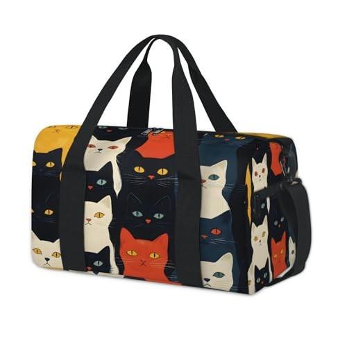 Bolsos de Viaje Grandes de Hongo Gato Brillante de Lujo Impresos en 3D Bolsa Cruzada Forma de Barril Bolsas para Deportes al Aire Libre Bolsa de Gimnasio Yoga