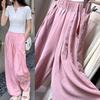 Loose Pleated Texture and Casual Japanese-style Wide-leg Pants for Women, Summer Walk Lazy Wind Shaking Pants