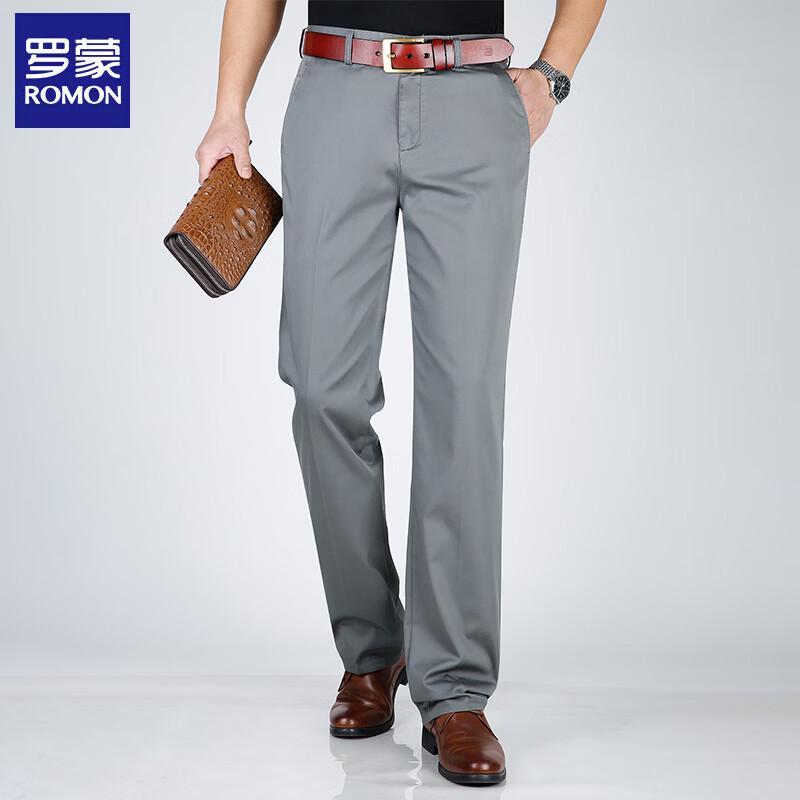 ROMON Men's Cotton Blend Straight Casual Business Pants
