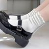 5 Pairs of White Lace Socks for Women In Summer, Mid-calf Black Ear-edge Women's Socks, School Style, Versatile Jk Pile Socks