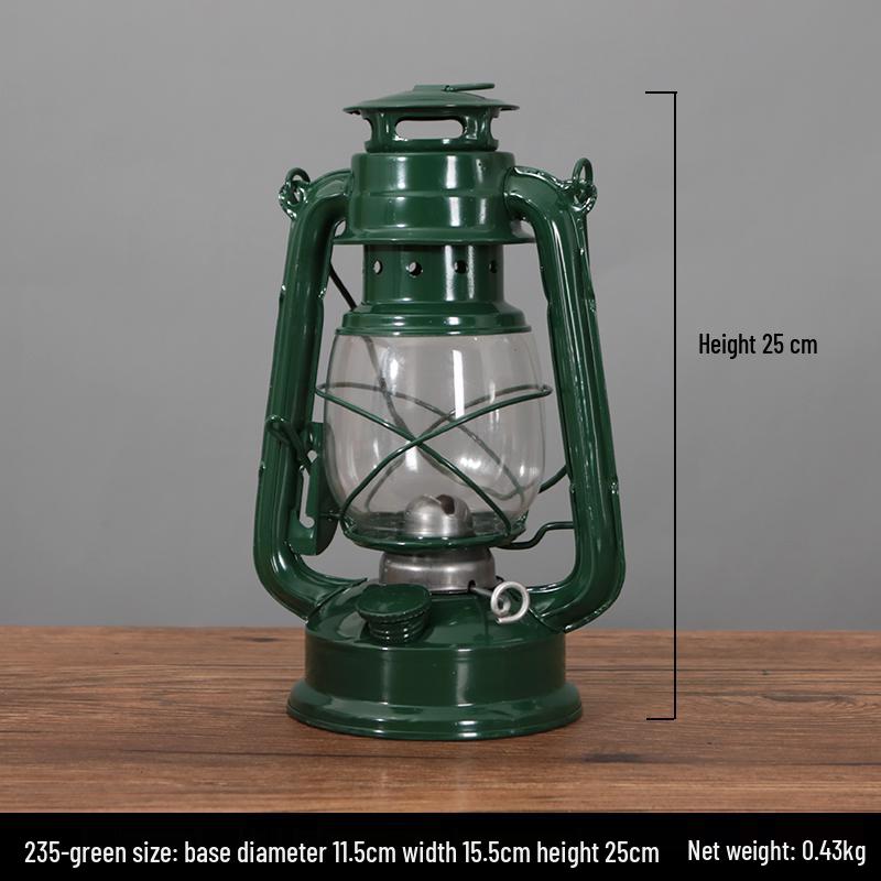 Vintage Wrought Iron Kerosene Hurricane Lamp - Nostalgic Camping Decor & Photography Prop