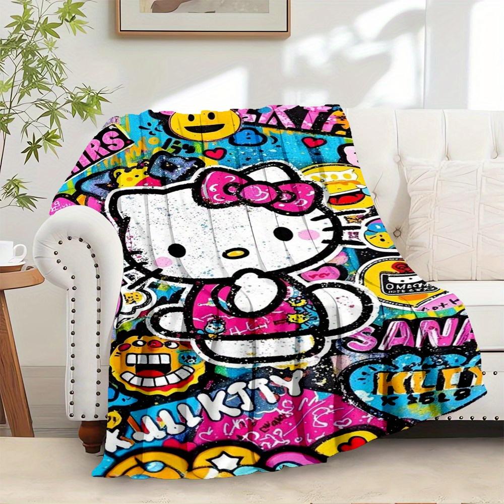 

1pc Hello Kitty, Graffiti Art, Street StyleDigital Print Fleece Blanket - Contemporary Style, Suitable for All Seasons, Perfect for Home, Tr 130x150cm