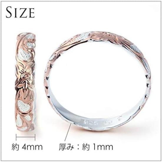 Hawaiian Jewelry Ring Pinky Ring 4mm Pink Gold Silver Wave Plumeria Jewelry [LocoMocoAloha] [Genuine Product]