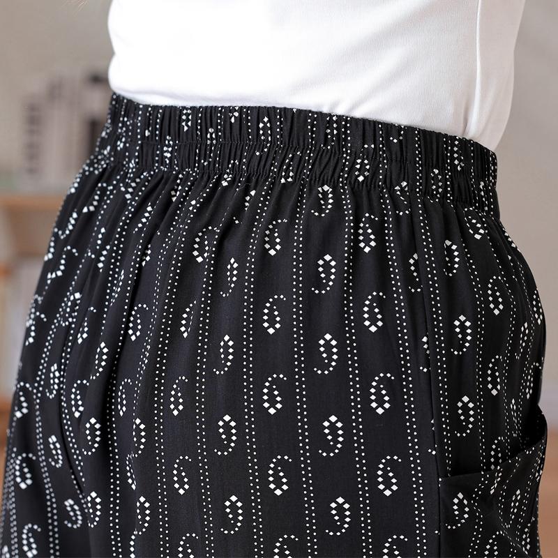 Summer Wide Leg Pants Woman Clothes Elastic Waist Elegant Casual Summer Pants