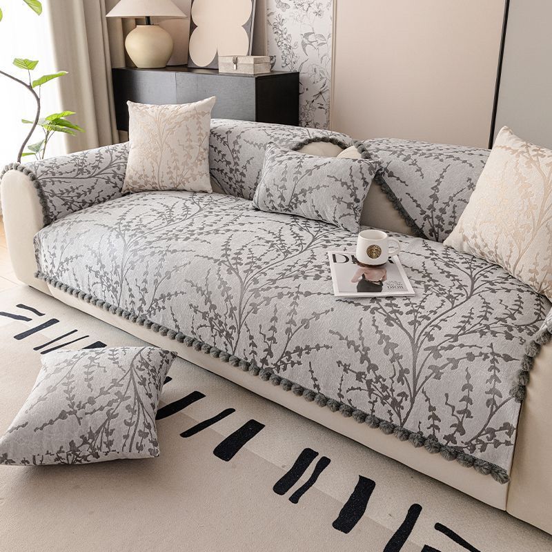 

Подушка для дивана из шенилла, противоскользящая, износостойкая, зеленого цвета, жаккардовая, Г-образная, полотенца, чехол для дивана, наволочка с меховой окантовкой 70x70cmcm 1pcs