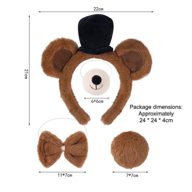 Urocza Opaska z Uszami Misia Halloweenowa Opaska do Włosów Kostium Zwierzęcy Dzieci Dorosły Akcesoria na Imprezę na Halloween Cosplay