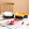 Color Glaze Oven Cheese Baking Tray Single Handle Restaurant Ceramic Dish Baking Baked Rice Tray Tableware Square Tray Household