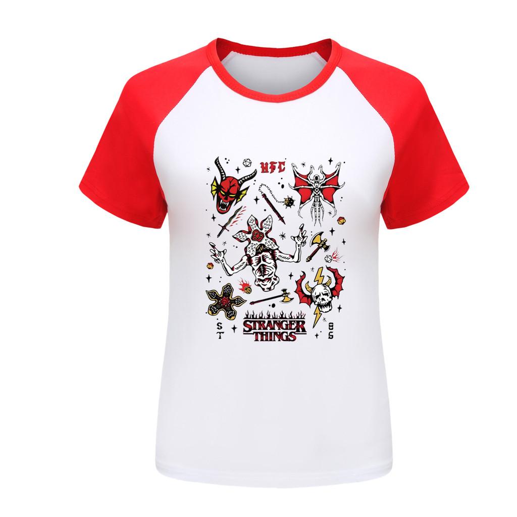 5254 Kids Boys Girls Stranger Print Raglan Short Sleeves T-Shirt