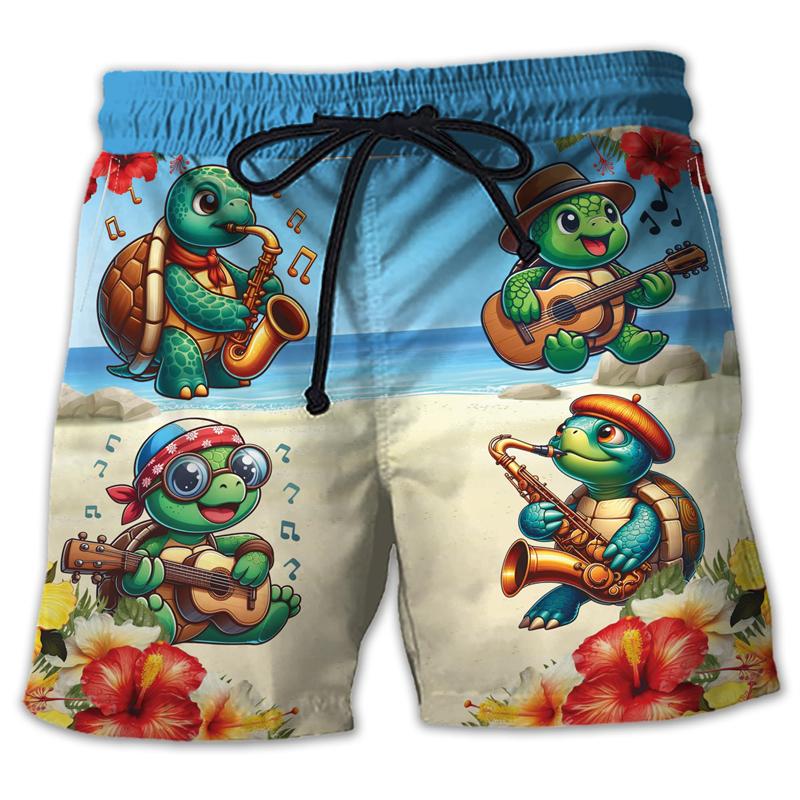 Animal Turtle 3D Printed Short Pants For Men Clothes Casual Hawaiian Sea Animal Beach Shorts Loggerheads Trunks Kids Trousers 4XL