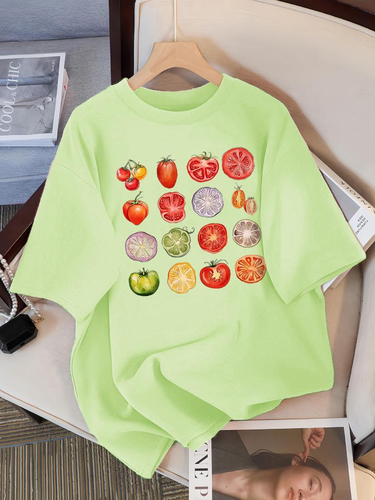 Tomato Variety Collection Chart T Shirt Female Summer Fashion Clothes Cotton Street Short Sleeve Casual Hip Hop T-Shirts