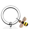 1Pcs Stainless Steel Bee Round Brand Keychain Backpack Car Key Accessories Decoration
