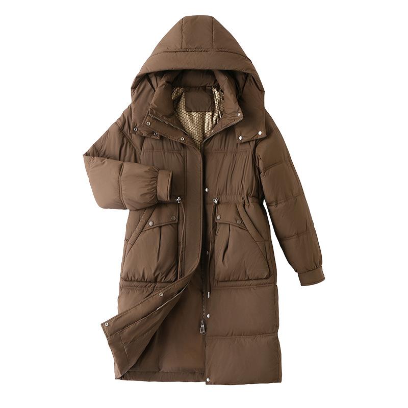 Over-the-knee Mid-length Down Cotton Jacket Women's Winter 2025 New Fashionable Loose Plus Size Thickened Hooded Warm Jacket