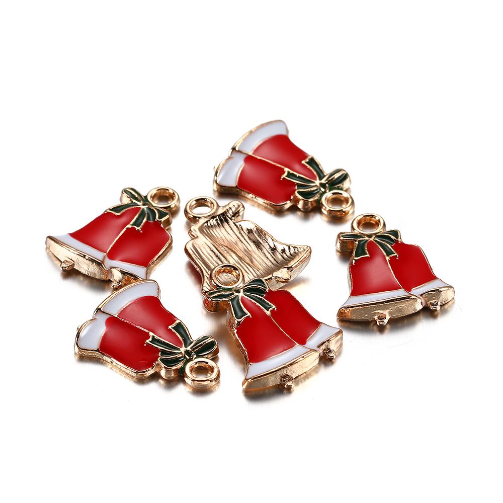 10Pcs Christmas Charms Pendants Enamel Bracelet Party Home Metal Craft Decoration Tree Hanging DIY Jewelry Making Accessories