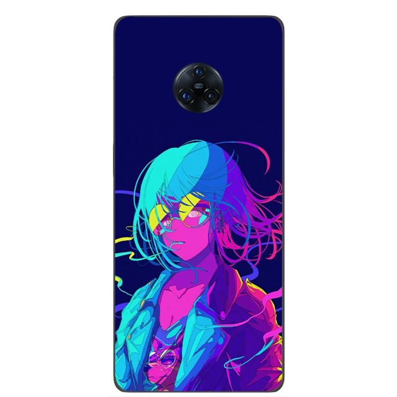 Vaporwave Glitch Neon Anime Girl Phone Case For VIVO Y95 Y93 Y31 Y20 V19 V17 V15 Pro X60 NEX Soft Black Phone Cover