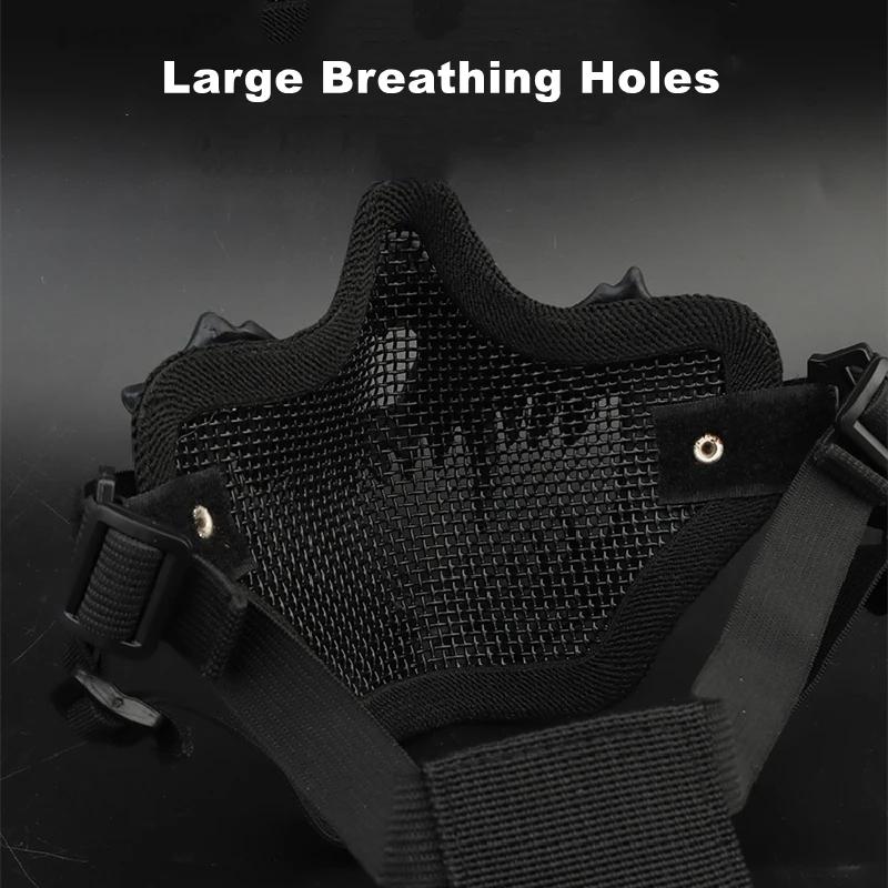 Maschera Zanna, Protezione Facciale Teschio Zanna Oni Rete Tattica Maschera Samurai Mezza Faccia per Softair Caccia CS Halloween Cosplay