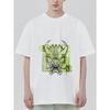 Weißes T-Shirt Herren Streetwear Grafik Drachengesicht Print Chinesische Schriftzeichen Lässig Mode Top Alltagskleidung Sommer Outfit