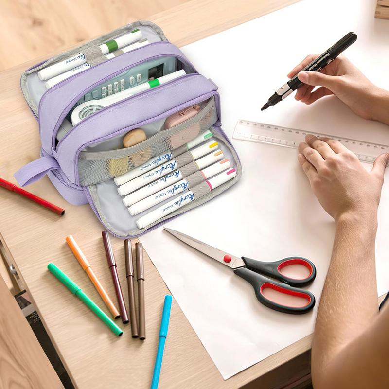 Portable Pencil Case Portable Big Capacity Pencil Pen Case With Compartments Aesthetic Pen Pouch Stationery Storage Bag For