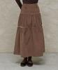 Itove Seoul Corduroy Shirred Long Skirt Brown