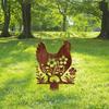 Outdoor Yard Art Decor Rusty Garden Decorative Stake, Metal Chicken Sloth Pig Dog Animals Silhouette Stakes Sculpture for Patio Lawn Flower