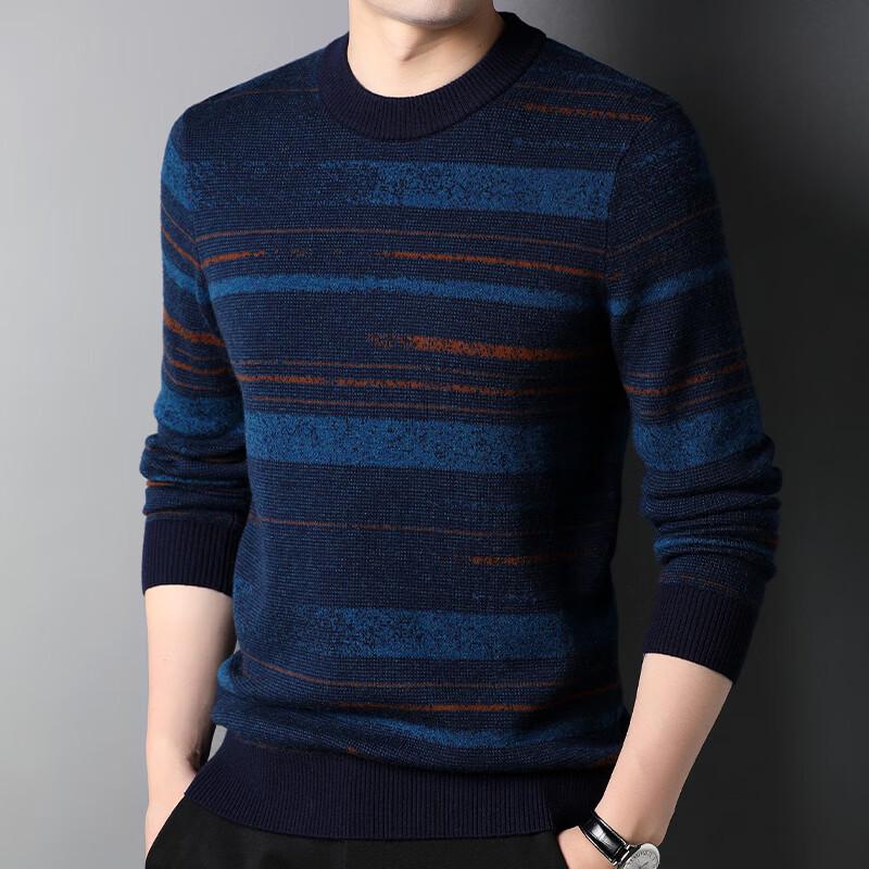 Hengyuanxiang Men's 100% Pure Wool Crew Neck Sweater
