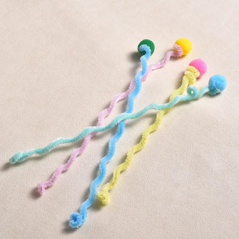 Süßigkeitenfarbener verdrehter Stab Katzen-Spielzeug 4er-Pack Kätzchen Kau-Spiel Jagd Bewegung Haustierbedarf für Wohnungskatzen Kätzchen