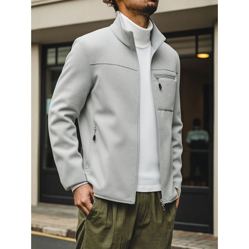 Niaojia Outdoor Fleece Jacket, Inner Layer for Men, Slim Fit, Zip-Up, Stand Collar, Knitted Outerwear, Export Warm Jacket