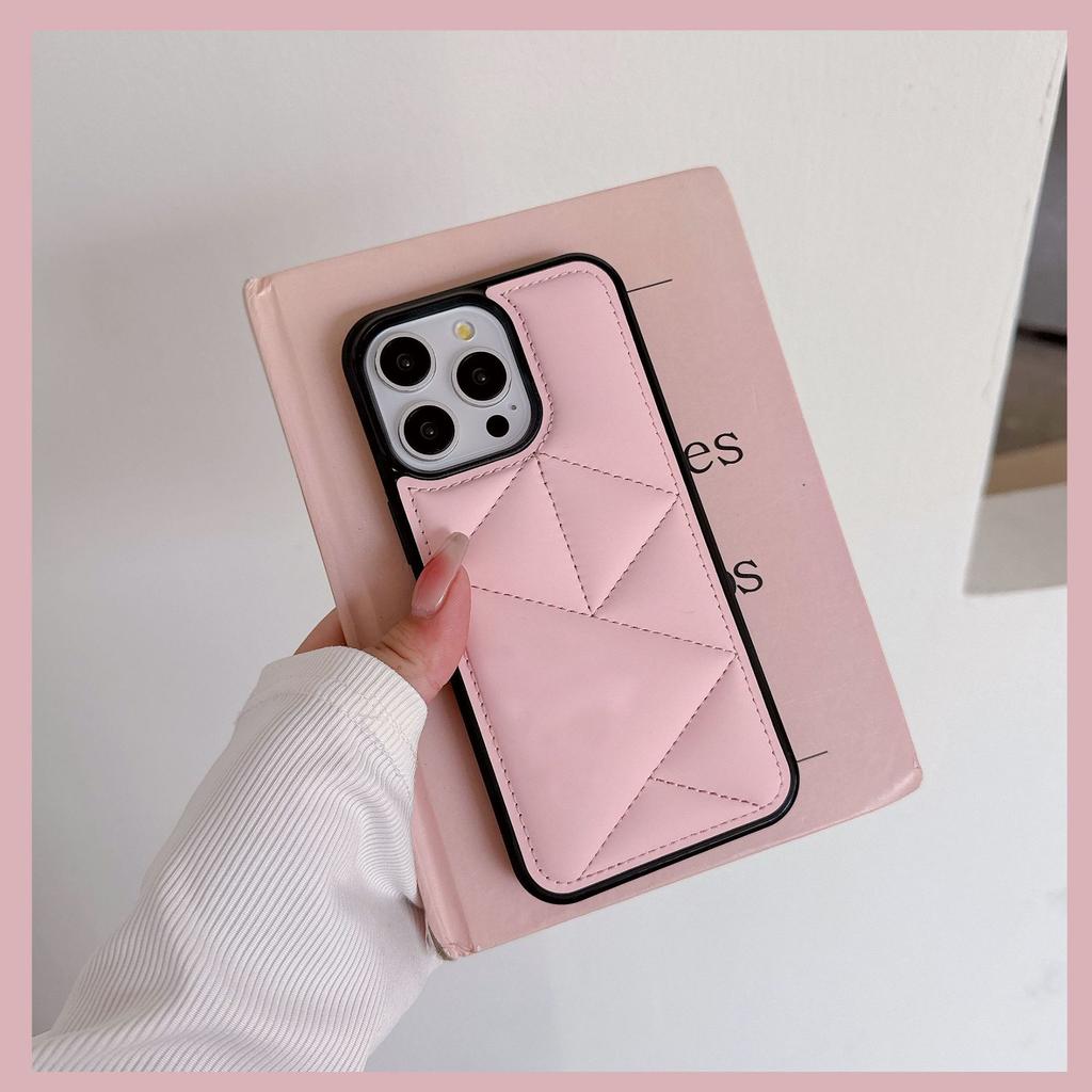 Suitable for iPhone15 mobile phone case 13Pro three-dimensional geometric prismatic solid color leather case 14plus all-inclusive anti-drop