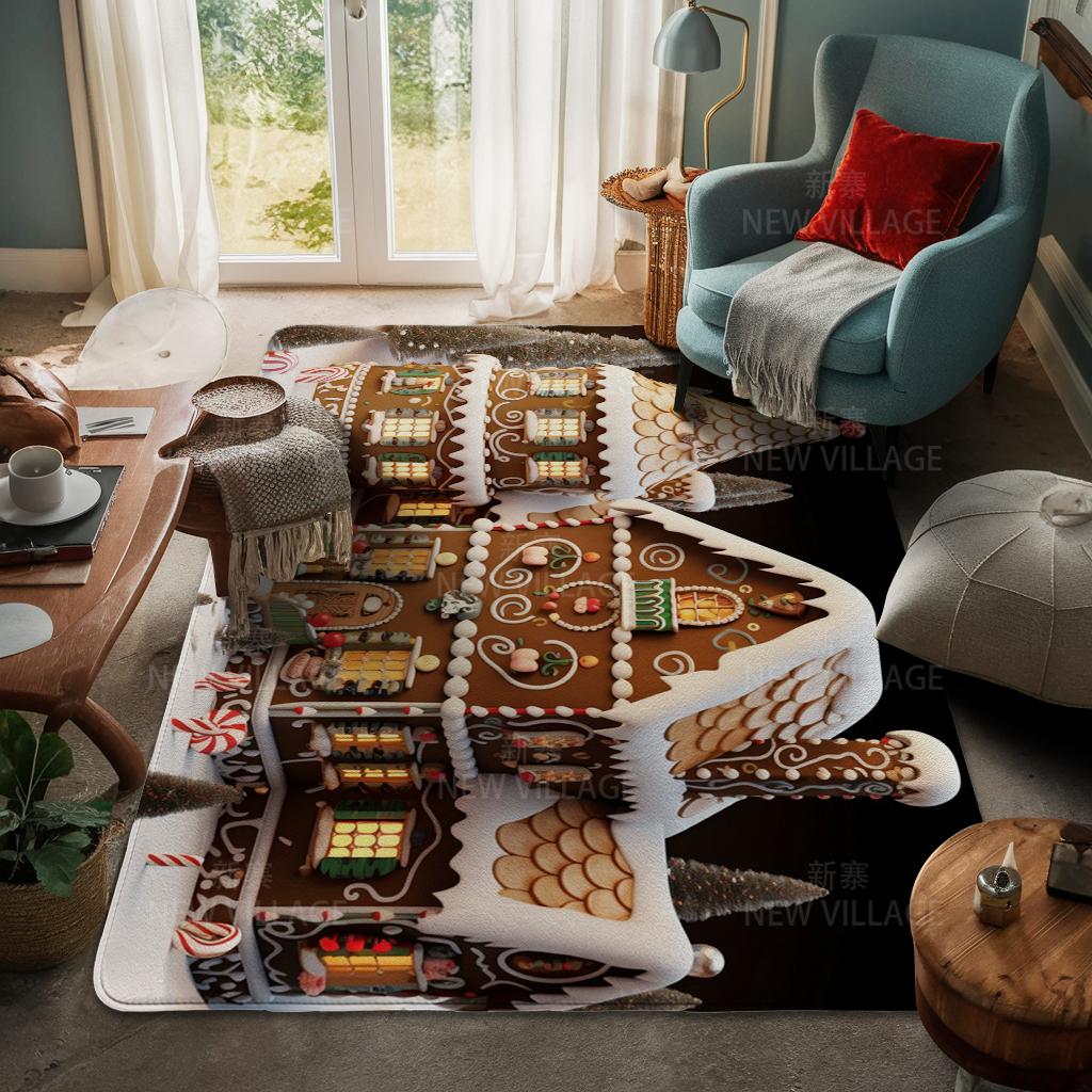 House Entrance Carpet Home Door Mat Living Room Bath Foot Bathroom Non-slip Water Absorption Rugs Bath Merry Christmas Winter