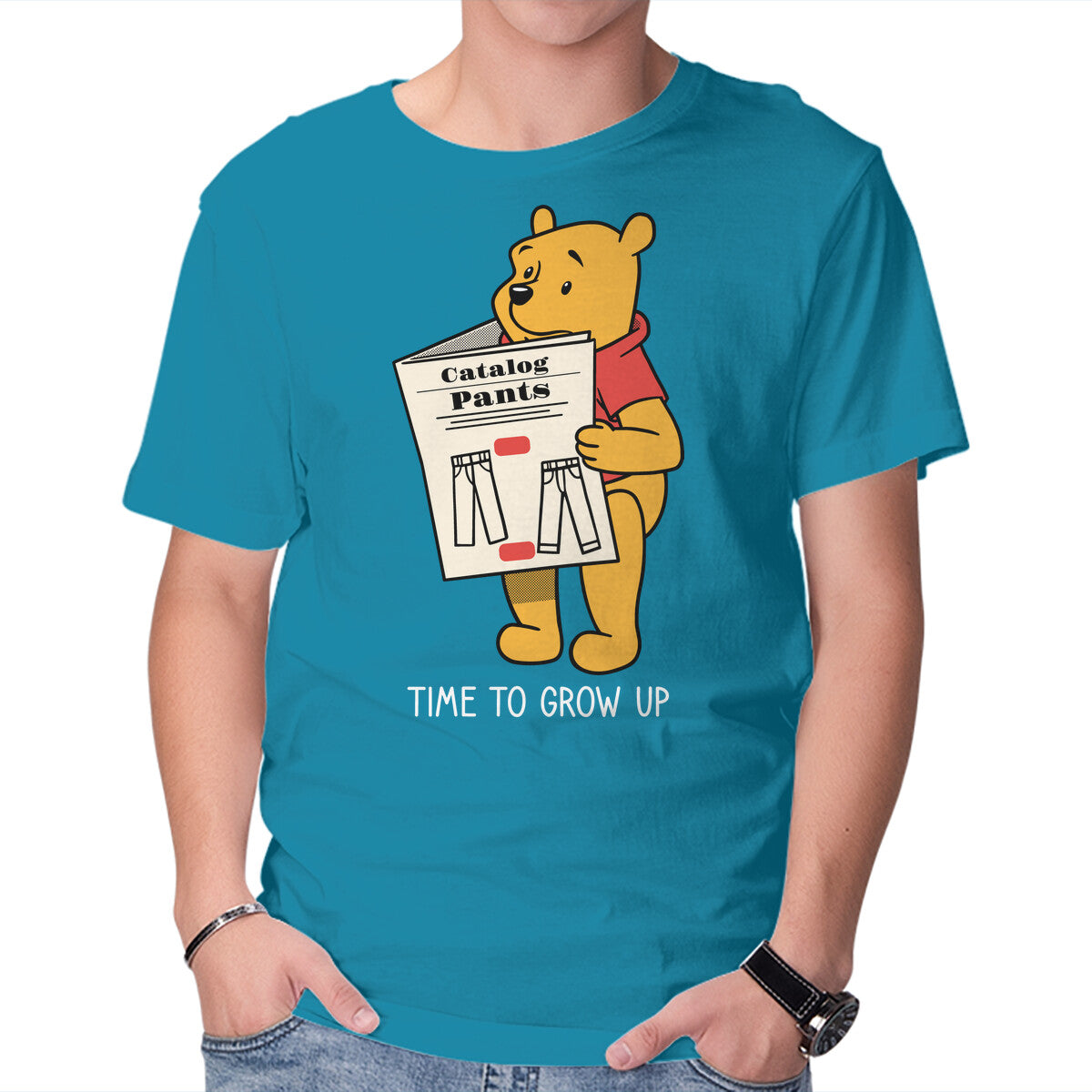 Unisex Crew Neck T-Shirt Time To Grow Up Graphic Short Sleeve Casual Tee M