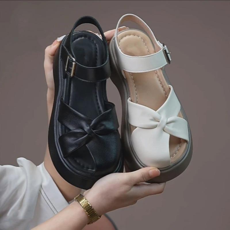 

Fashion 2025Women Roman Soft Soled Sandals Summer Flats Shoes Plus Size Baotou Roman Leather Casual Shoes Zapatillas De Deporte 35 чёрный