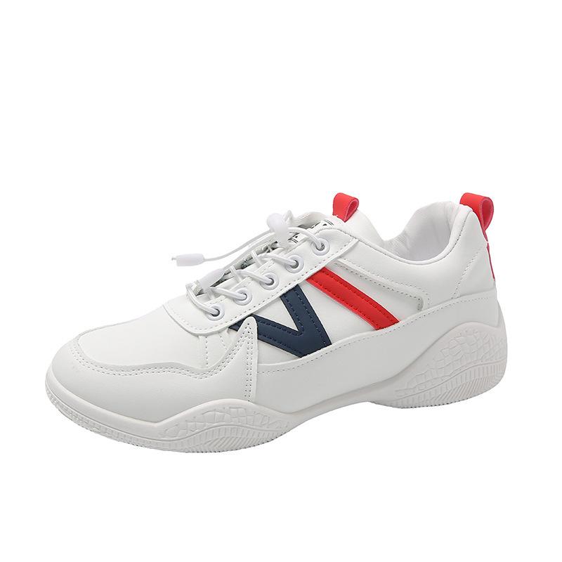 New autumn and winter color matching leather white shoes casual sports shoes