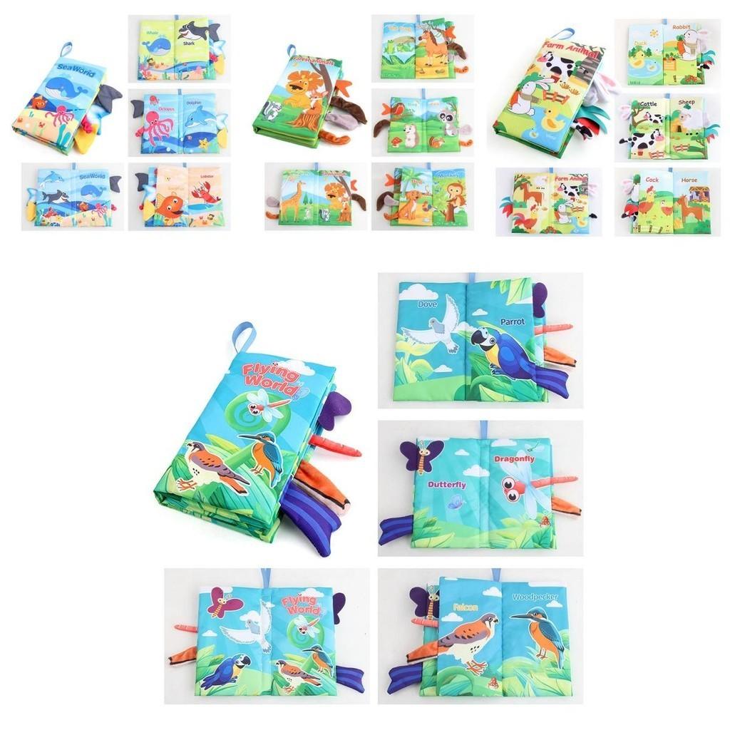 Ocean Animals Tail Cloth Book English Baby Early Education Tearable Sound Paper