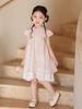 2026 Summer Girls' Lace Qipao Short-Sleeve Hanfu Dress for Kids Fashion Show