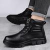 Men's High-Top Leather Martin Boots - Outdoor Big Toe Work and Casual Autumn/Winter Boots with Velvet Lining