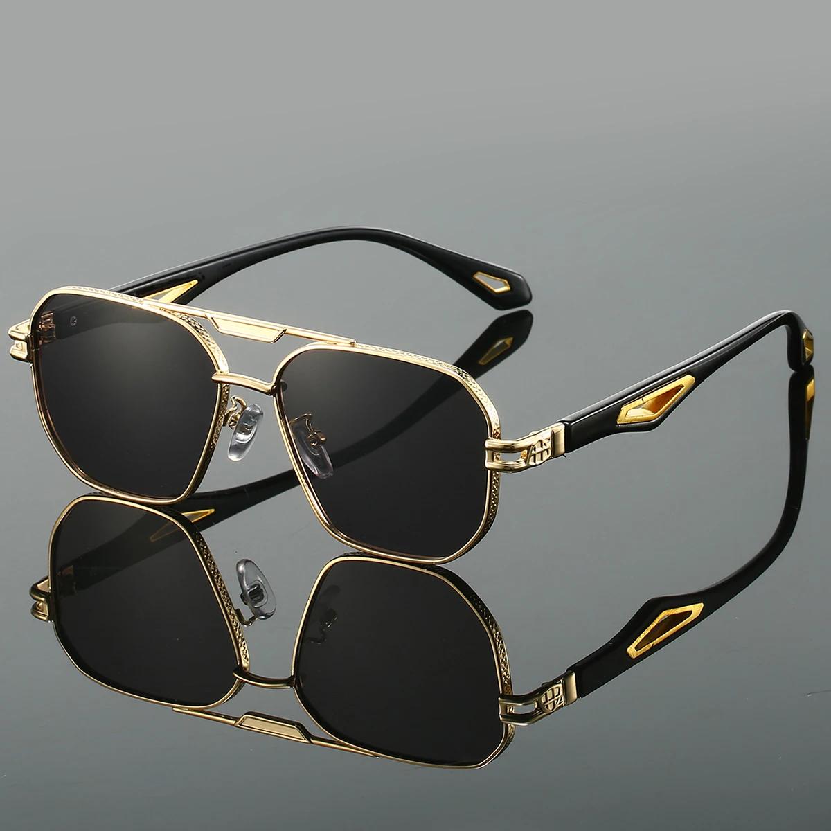

Vintage Square Sunglasses gentlemen New Classic Double Bridge Gradient Shades Trendy Retro Designer Outdoor Anti-Glare Eyewear 1PC