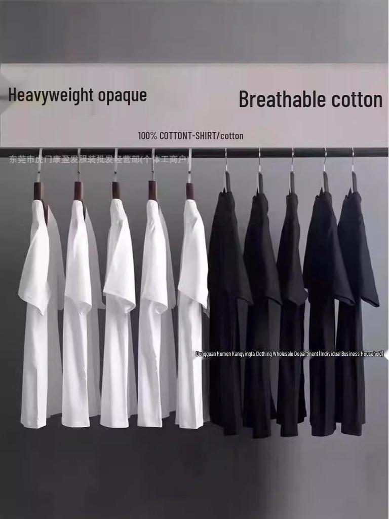 200g Heavyweight Pure Cotton Plus Size Unisex White Loose Short Sleeve T-shirt for Couples