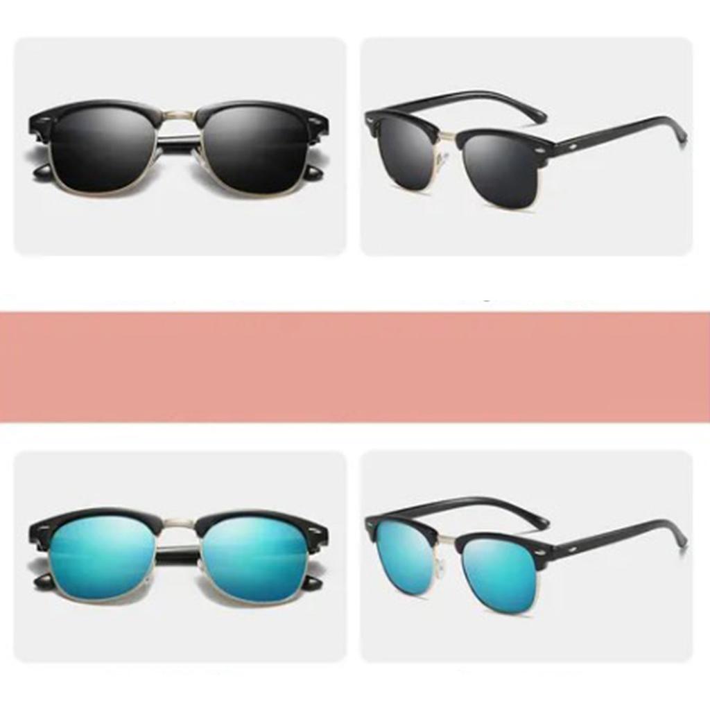 2pcs Polarized Sunglasses UV400 Protection Metal Black Frame PC Lens Fashion Vintage Polarized Sunglasses