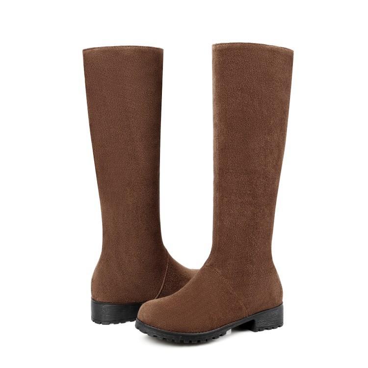 

Осенне-зимние сапоги на плоском каблуке, высокие сапоги, рыцарские сапоги, сапоги большого размера 39 темно-коричневого