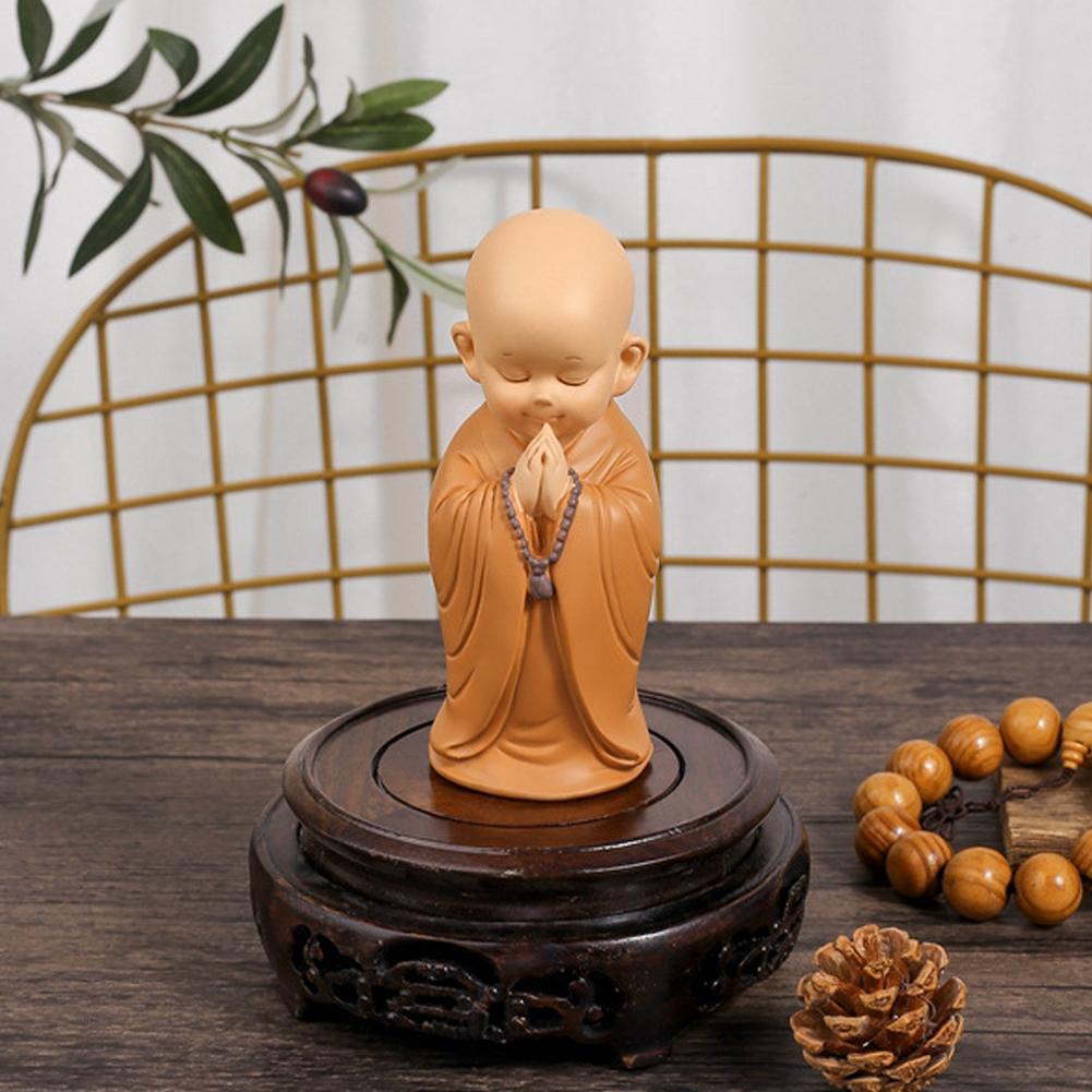 Car Small Monk Buddhist Statues Ornaments Resin Buddha Figurine Sculpture Handmade Miniatures Room Decoration Crafts Gifts