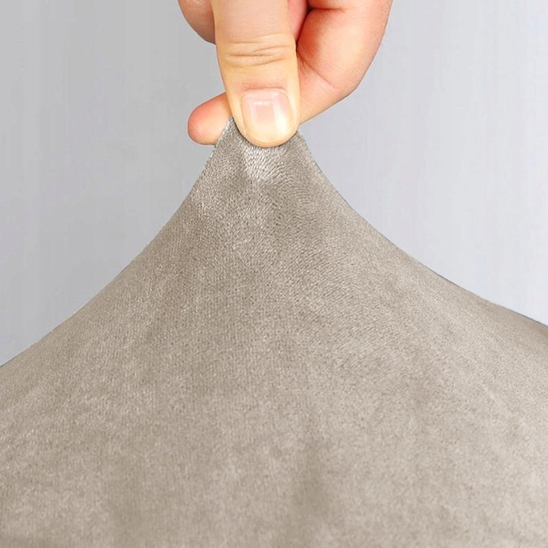 Skandinavische Stuhlhusse Cappuccino-Beige Elastisches Samt [21Ed]