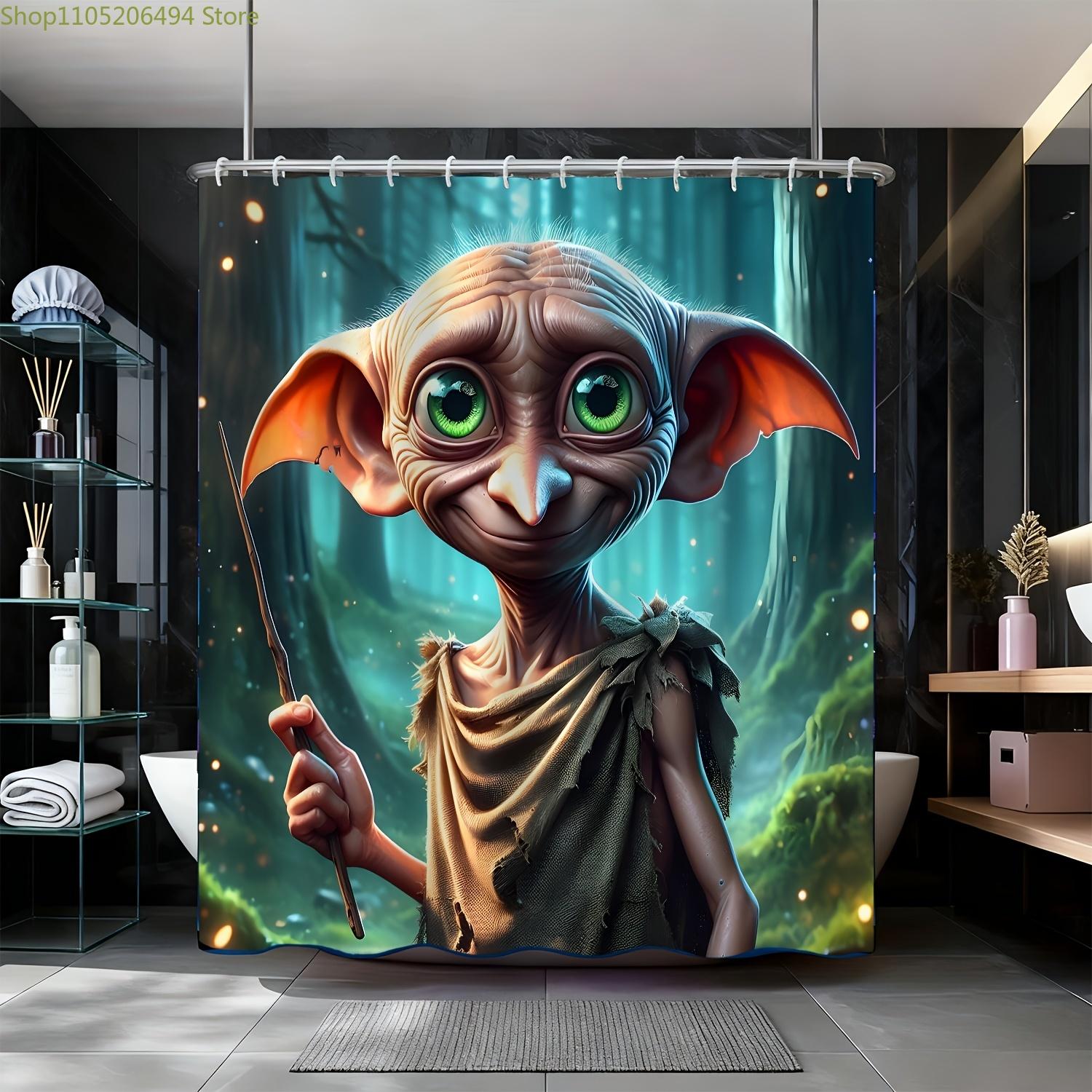 1 Warner Bros. Harry Potter Cartoon Print Shower Curtain, Privacy Bath Curtain, Home Partition Curtain with Hooks, Machine Was 90x180cm