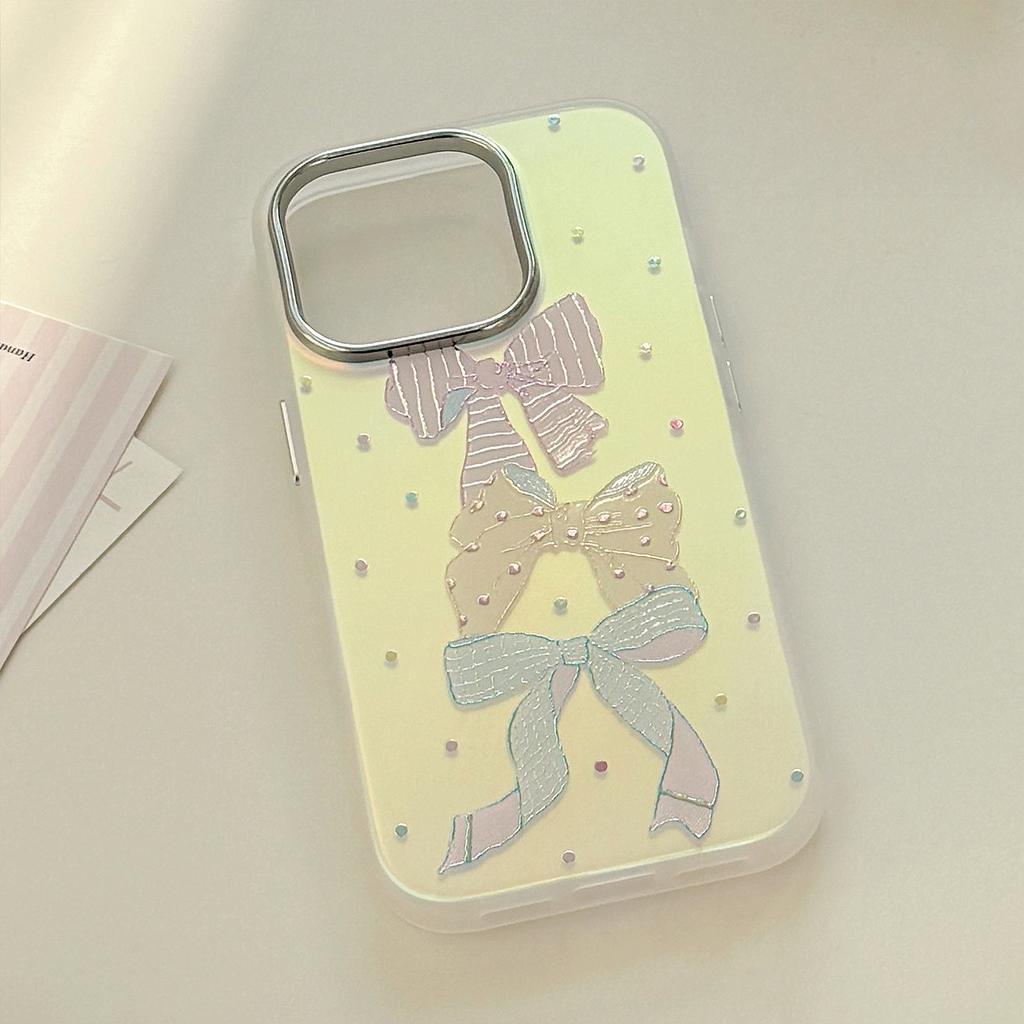 Gold-plated IPhone 15 Pro Max Phone Case, 16 Colorful Polka Dot Bow, 13 Sweet Style, 17 Drop-proof Laser Engraving