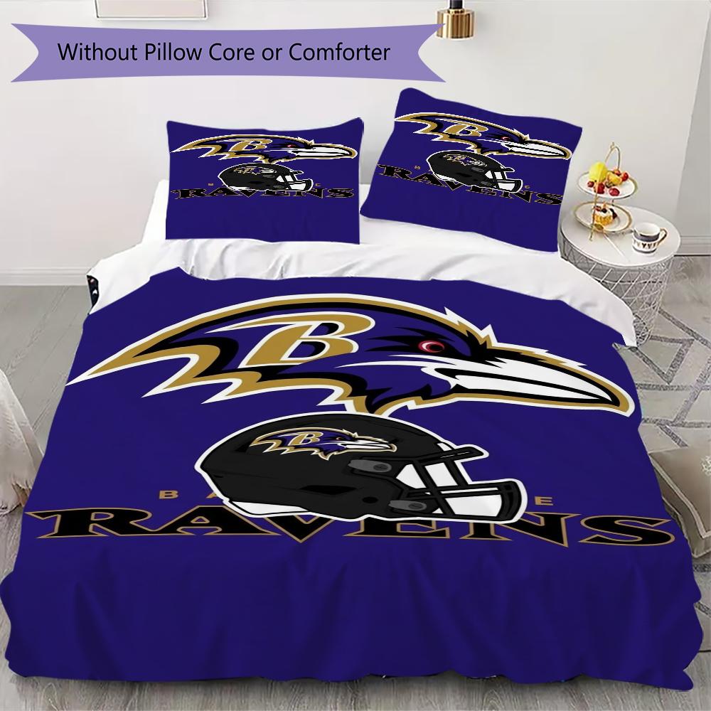 Baltimore Ravens Muster Bettwäsche Steppset Steppdecke Kissenbezug Heimdekoration Geburtstagsgeschenk (1*Bettbezug + 2*Kissenbezug ohne Füllung)