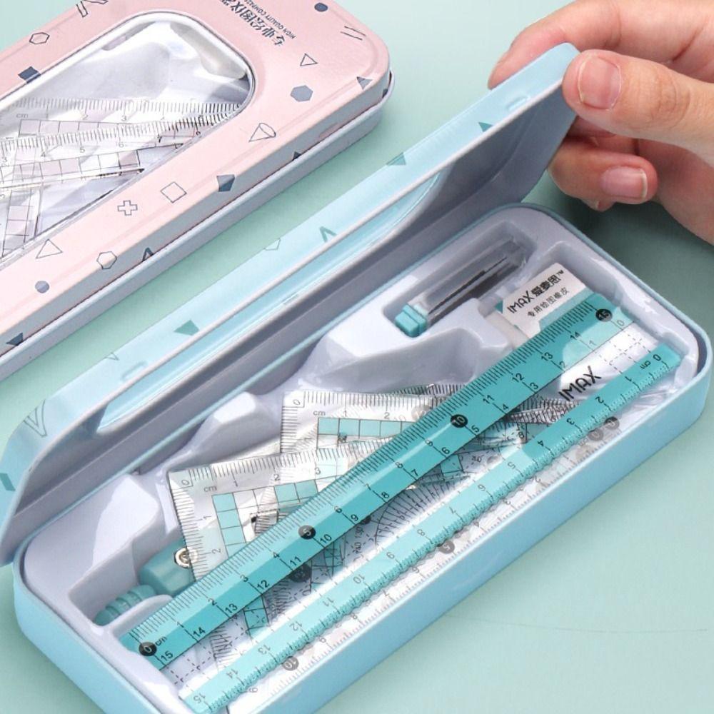 7/8PCS Straight Ruler Ruler Compasses Set Set Square Stationery Ruler Set Office School