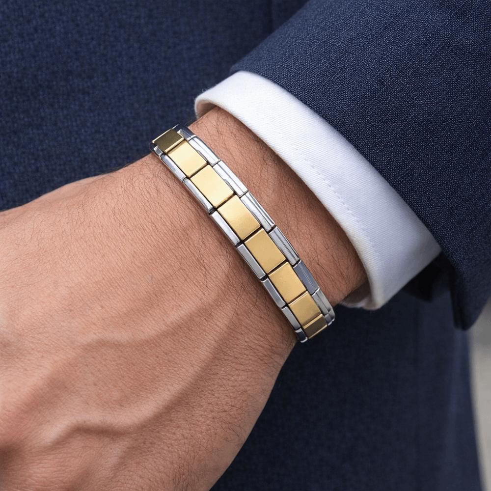 Stretchable Italian Chain Link Bracelet Square 9mm Modular Stainless Steel Bracelet Jewelry Making HipHop Elastic Hand Chain