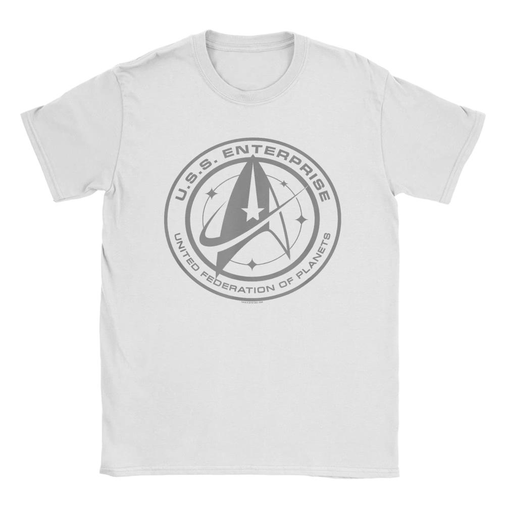 Stars Treks Discovery Enterprise Crest Print T-Shirt for Men Round Collar Cotton Women T Shirts Short Sleeve Tees Adult Clothing